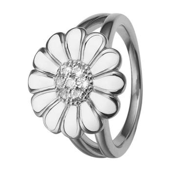 Christina Collect 925 Sterling Silver White Marguerite Beautiful daisy with 7 white topaz and white enamel, model 4.6.A